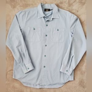 RRL Ralph Lauren Chain Stitch Embroidered Herringbone Cotton Button Down Shirt L
